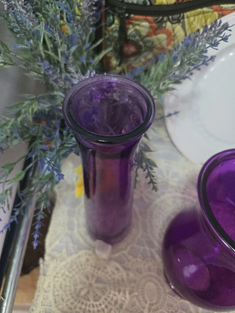 Vintage Purple Amethyst Glass Vase Set 9